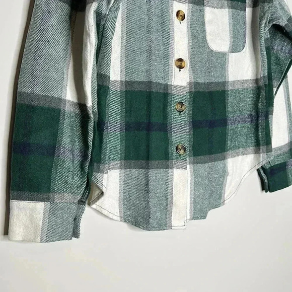 Women's Casual Plaid Button Down Shirts Jacket Long Sleeve - Picture 4 of 8